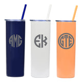 Circular Monogram Tumbler, Personalized Skinny Tumbler