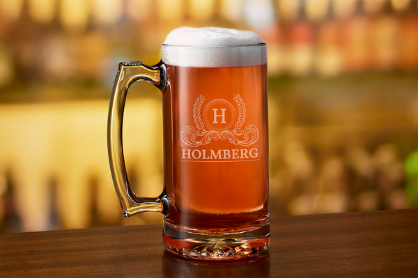 Custom Engraved Beer Mug - Personalized Beer Stein Last Name