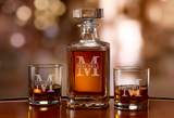 Custom Engraved Whiskey Bourbon Decanter - Split Letter Monogram